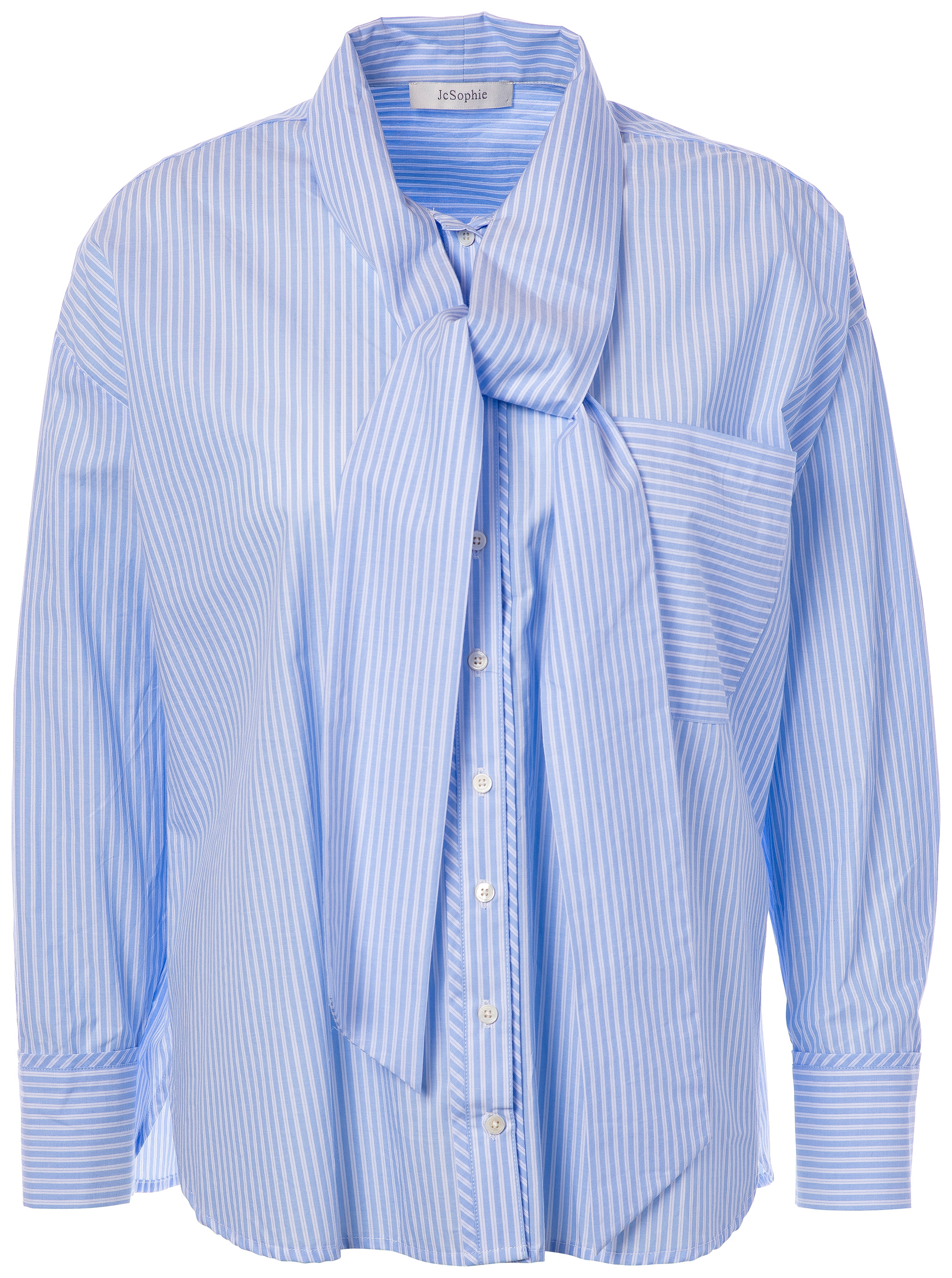 P5125 | Polo blouse met strop gestreept